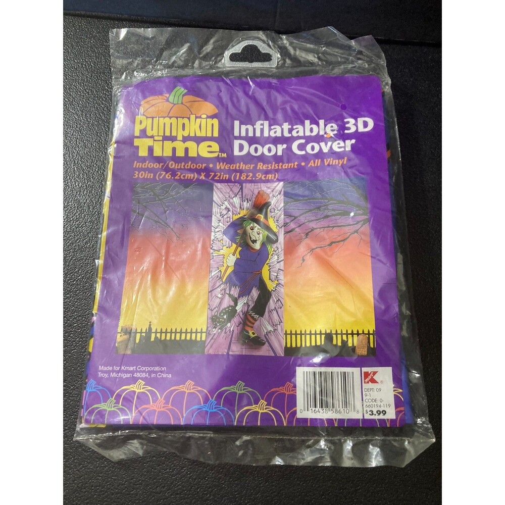 PUMPKIN TIME INFLATABLE 3D DOOR COVER HALLOWEEN SCARECROW K-MART NEW IN PACKAGE